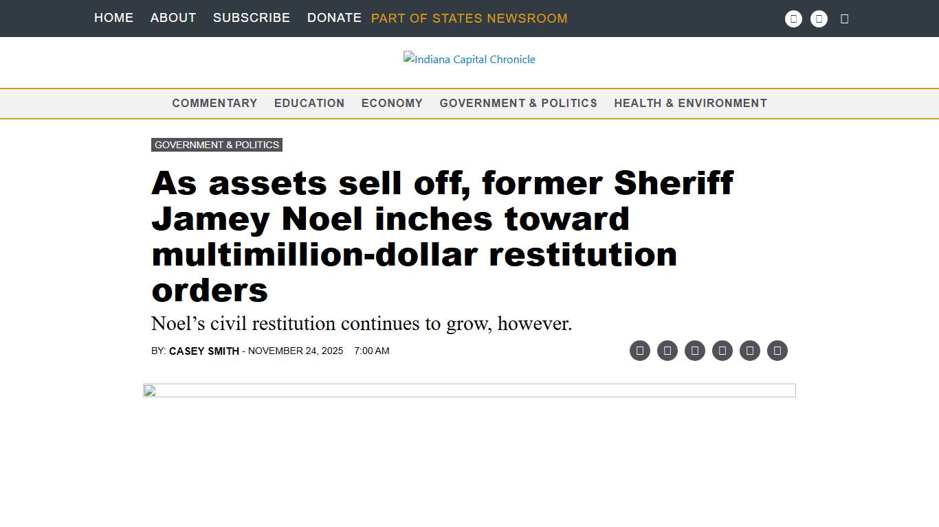 As assets sell off, former Sheriff Jamey Noel inches toward multimillion-dollar restitution orders • Indiana Capital Chronicle